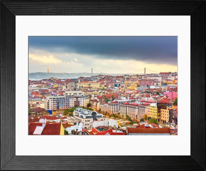Framed Print : Lisbon, Portugal skyline after sunset Framed Print : Lisbon, Portugal skyline after sunset