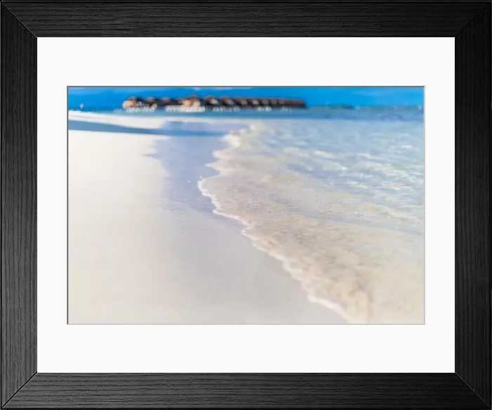 Framed Print : Amazing beach in Maldives with luxury water villas. Exotic background concept Framed Print : Amazing beach in Maldives with luxury water villas. Exotic background concept