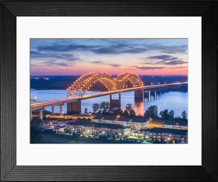 Framed Print : Memphis, Tennessee, USA at Hernando de Soto Bridge at dusk Framed Print : Memphis, Tennessee, USA at Hernando de Soto Bridge at dusk