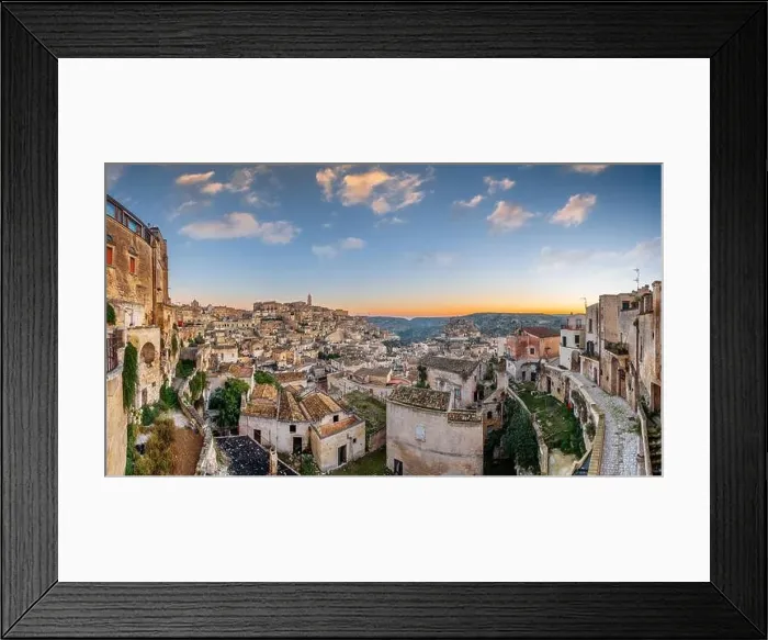 Framed Print : Matera, Italy on the canyon at dusk Framed Print : Matera, Italy on the canyon at dusk