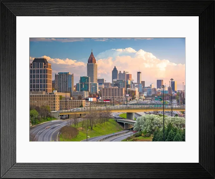 Framed Print : Atlanta, Georgia, USA downtown city skyline over highways at dusk Framed Print : Atlanta, Georgia, USA downtown city skyline over highways at dusk