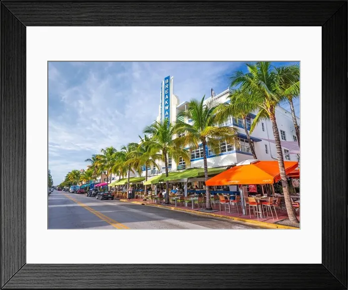 Framed Print : MIAMI, FLORIDA - JANUARY 6, 2014: Ocean Drive at the Breakers Hotel in Miami Beach Framed Print : MIAMI, FLORIDA - JANUARY 6, 2014: Ocean Drive at the Breakers Hotel in Miami Beach