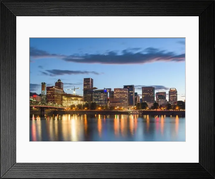 Framed Print : Portland, Oregon, USA skyline at dusk on the Willamette River Framed Print : Portland, Oregon, USA skyline at dusk on the Willamette River