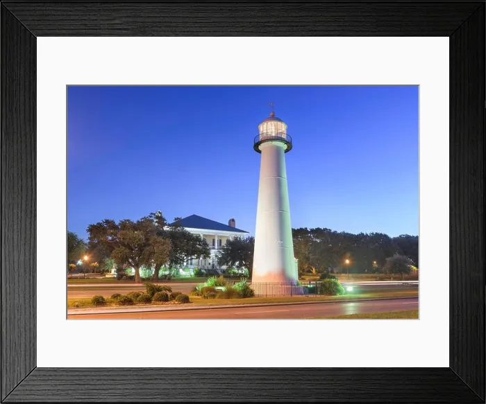 Framed Print : Biloxi, Mississippi, USA Light House at dusk