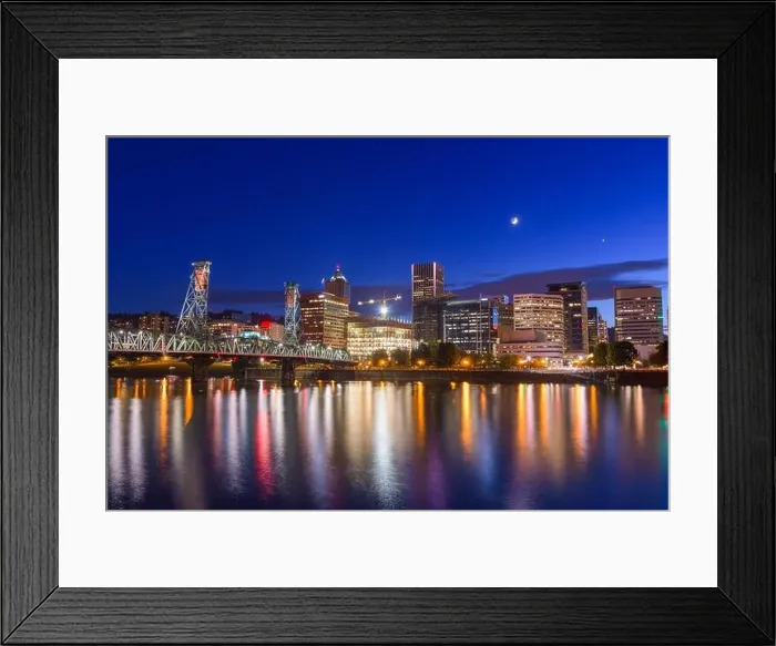 Framed Print : Portland, Oregon, USA skyline at night on the Willamette River Framed Print : Portland, Oregon, USA skyline at night on the Willamette River