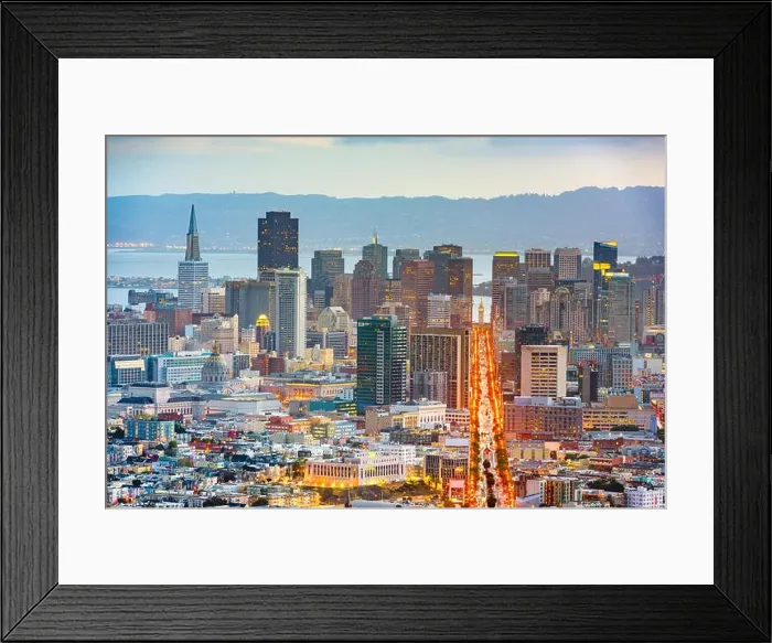 Framed Print : San Francisco, California, USA downtown skyline at dawn Framed Print : San Francisco, California, USA downtown skyline at dawn
