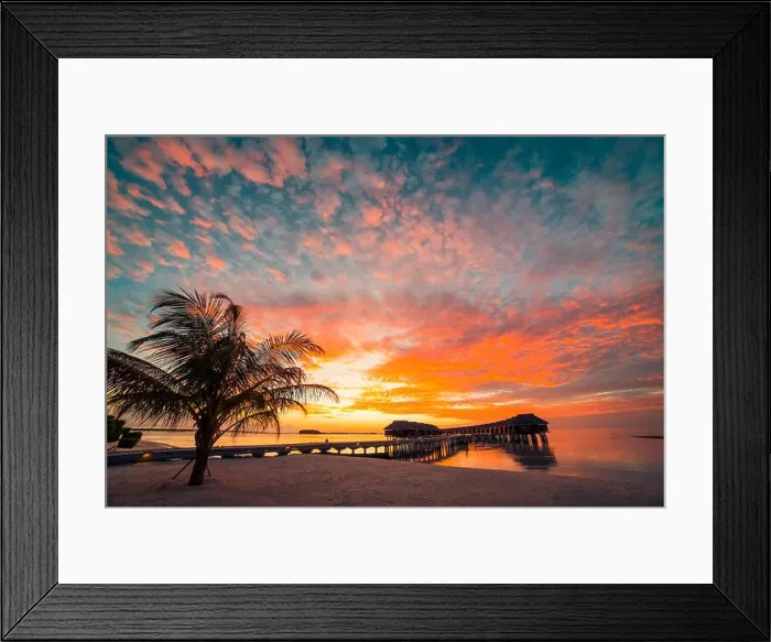 Framed Print : Amazing sunset beach in Maldives. Background concept Framed Print : Amazing sunset beach in Maldives. Background concept