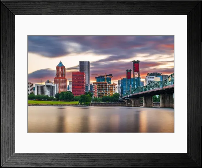 Framed Print : Portland, Oregon, USA skyline at dusk on the Willamette River Framed Print : Portland, Oregon, USA skyline at dusk on the Willamette River