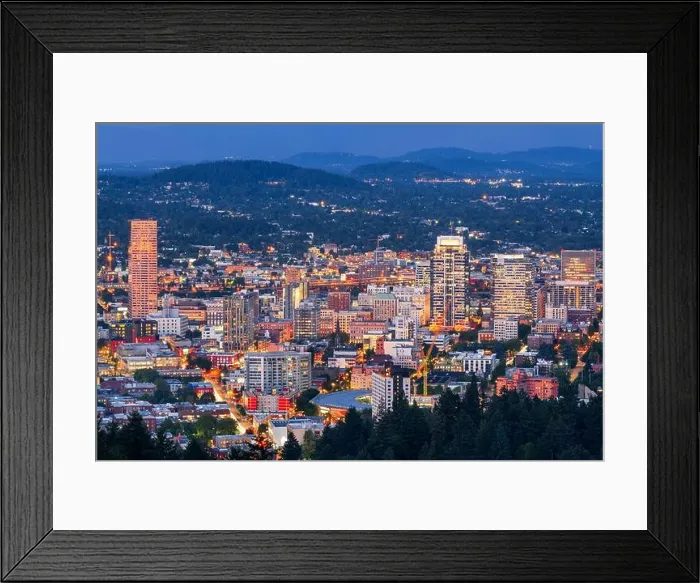 Framed Print : Portland, Oregon, USA downtown cityscape at twilight Framed Print : Portland, Oregon, USA downtown cityscape at twilight