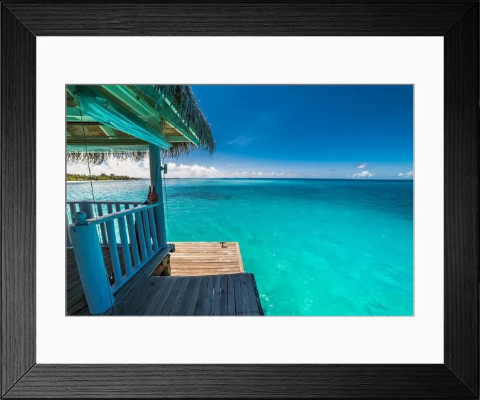 Framed Print : Amazing beach in Maldives with luxury water villas. Exotic background concept Framed Print : Amazing beach in Maldives with luxury water villas. Exotic background concept