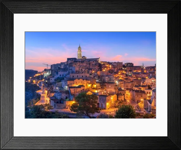 Framed Print : Matera, Italy ancient hilltop town in the Basilicata region at dawn Framed Print : Matera, Italy ancient hilltop town in the Basilicata region at dawn