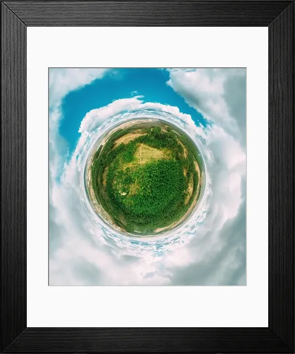 Framed Print : Aerial View Green Coniferous Forest Pines Woods Landscape In Sunny Spring Day. Top View Of Beautiful European Nature From High Attitude. Drone View. B