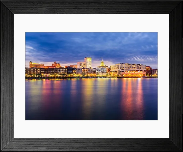 Framed Print : Savannah, Georgia, USA downtown skyline Framed Print : Savannah, Georgia, USA downtown skyline