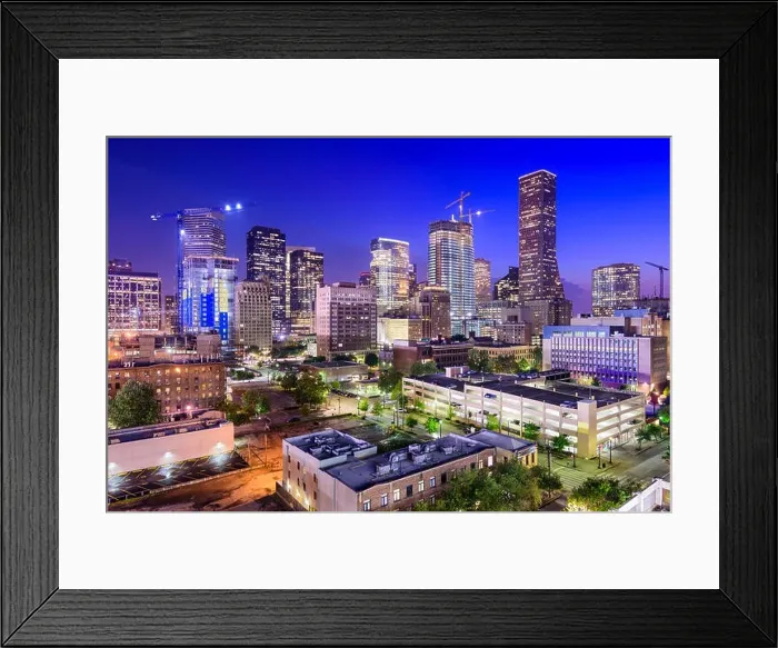 Framed Print : Houston, Texas, USA downtown city skyline at twilight Framed Print : Houston, Texas, USA downtown city skyline at twilight