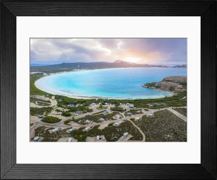 Framed Print : Aerial view of Lucky Bay in Cape Le Grand National Park near Esperance at Western Australia, Australia. Australian tourism, landscape, or nature trave Framed Print : Aerial view of Lucky Bay in Cape Le Grand National Park near Esperance at Western Australia, Australia. Australian tourism, landscape, or nature trave