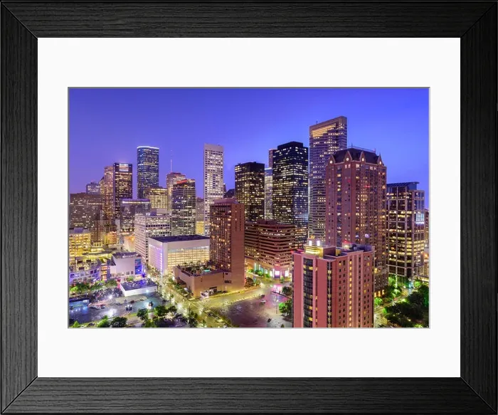Framed Print : Houston, Texas, USA downtown city skyline Framed Print : Houston, Texas, USA downtown city skyline