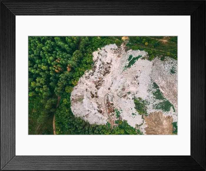 Framed Print : Aerial View Of Domestic Garbage Near Green Forest. Bird's-eye View Of Junk. Domestic Waste In Landfill Junkyard. Eco Concept Garbage Disaster From Eco Framed Print : Aerial View Of Domestic Garbage Near Green Forest. Bird's-eye View Of Junk. Domestic Waste In Landfill Junkyard. Eco Concept Garbage Disaster From Eco