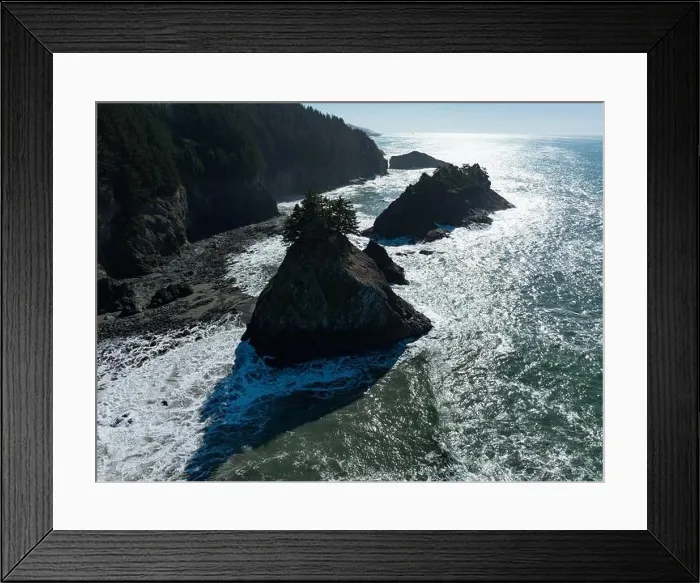 Framed Print : Afternoon sunlight shines on the scenic southern coast of Oregon. This rugged region is found in the Samuel H. Boardman State Scenic Corridor Framed Print : Afternoon sunlight shines on the scenic southern coast of Oregon. This rugged region is found in the Samuel H. Boardman State Scenic Corridor