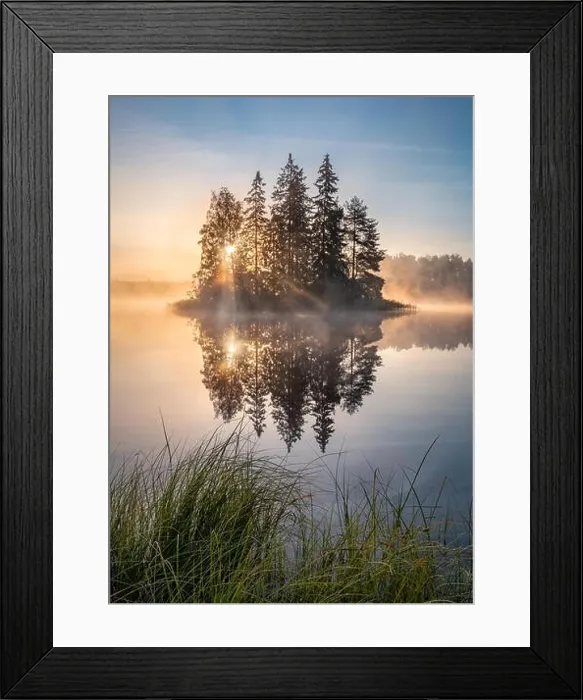 Framed Print : Beautiful morning glow with calm landscape with mood sunsrise and sunlight at summer morning in Finland Framed Print : Beautiful morning glow with calm landscape with mood sunsrise and sunlight at summer morning in Finland