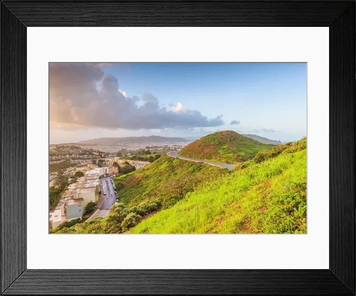 Framed Print : San Francisco, California, USA skyline from Twin Peaks in the morning Framed Print : San Francisco, California, USA skyline from Twin Peaks in the morning