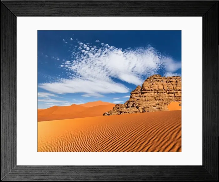 Framed Print : Sand dunes and rocks of Sahara Desert, Tadrart, Algeria Framed Print : Sand dunes and rocks of Sahara Desert, Tadrart, Algeria