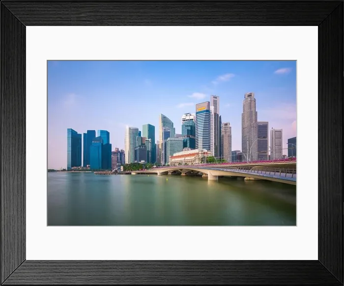 Framed Print : Singapore skyline at the Marina in the morning Framed Print : Singapore skyline at the Marina in the morning