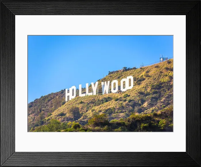 Framed Print : LOS ANGELES - FEBRUARY 29, 2016: The Hollywood sign on Mt. Lee. The iconic sign was originally created in 1923 Framed Print : LOS ANGELES - FEBRUARY 29, 2016: The Hollywood sign on Mt. Lee. The iconic sign was originally created in 1923