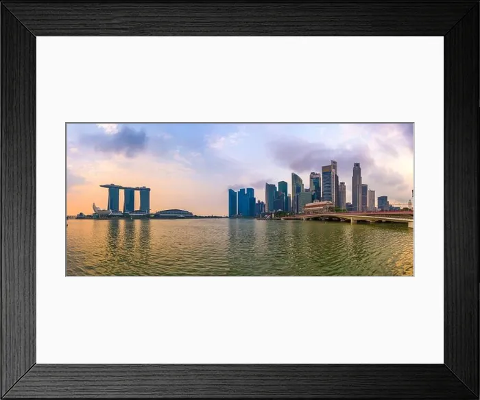 Framed Print : Singapore skyline at the Marina during twilight Framed Print : Singapore skyline at the Marina during twilight