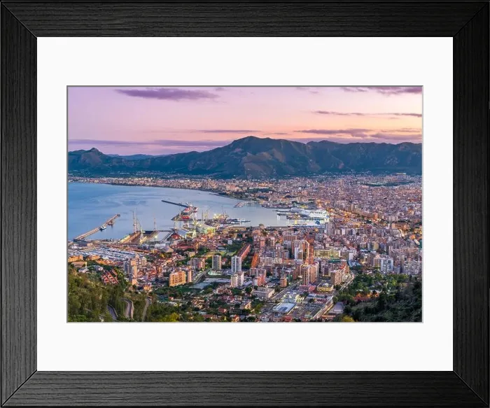 Framed Print : Palermo, Italy skyline over the port at dusk Framed Print : Palermo, Italy skyline over the port at dusk