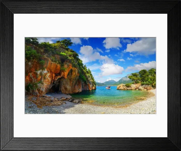 Framed Print : amazing lagoon with alone boat Framed Print : amazing lagoon with alone boat