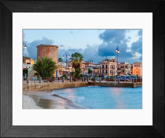 Framed Print : Palermo, Sicily, Italy in the Mondello on the beach at twilight Framed Print : Palermo, Sicily, Italy in the Mondello on the beach at twilight