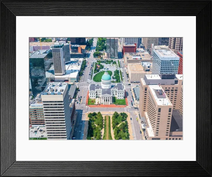 Framed Print : St. Louis, Missouri, USA downtown skyline from above Framed Print : St. Louis, Missouri, USA downtown skyline from above