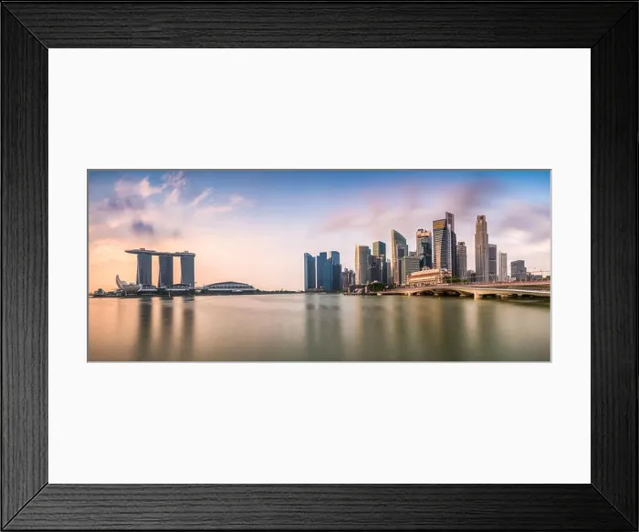 Framed Print : Singapore skyline at the Marina during twilight Framed Print : Singapore skyline at the Marina during twilight