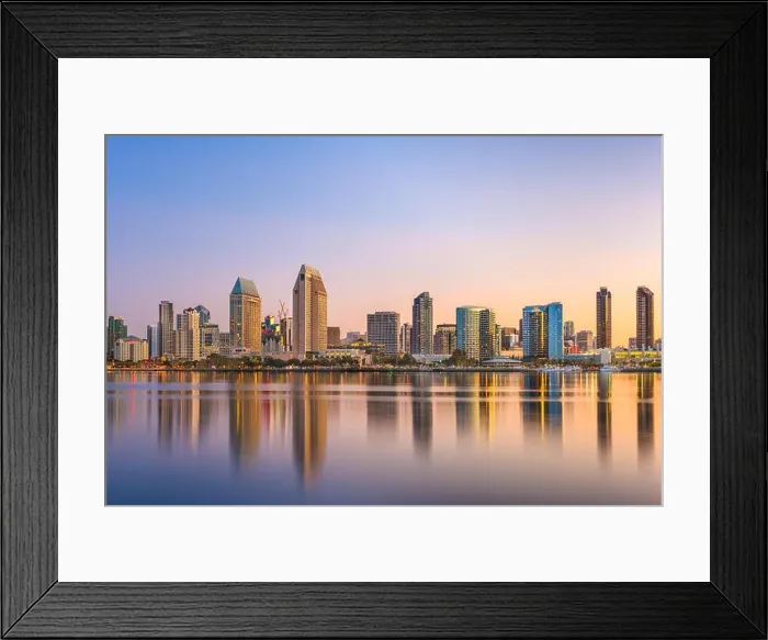 Framed Print : San Diego, California, USA downtown skyline at the Embarcadero Framed Print : San Diego, California, USA downtown skyline at the Embarcadero