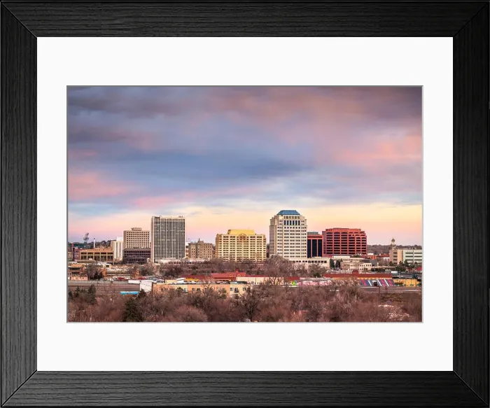Framed Print : Colorado Springs, Colorado, USA downtown city skyline at dusk Framed Print : Colorado Springs, Colorado, USA downtown city skyline at dusk