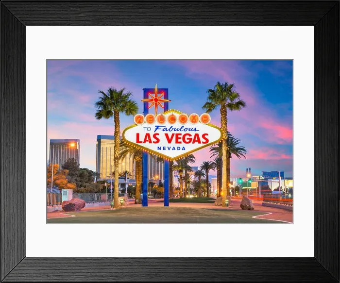 Framed Print : Las Vegas, Nevada, USA at the Welcome to Las Vegas Sign at dusk