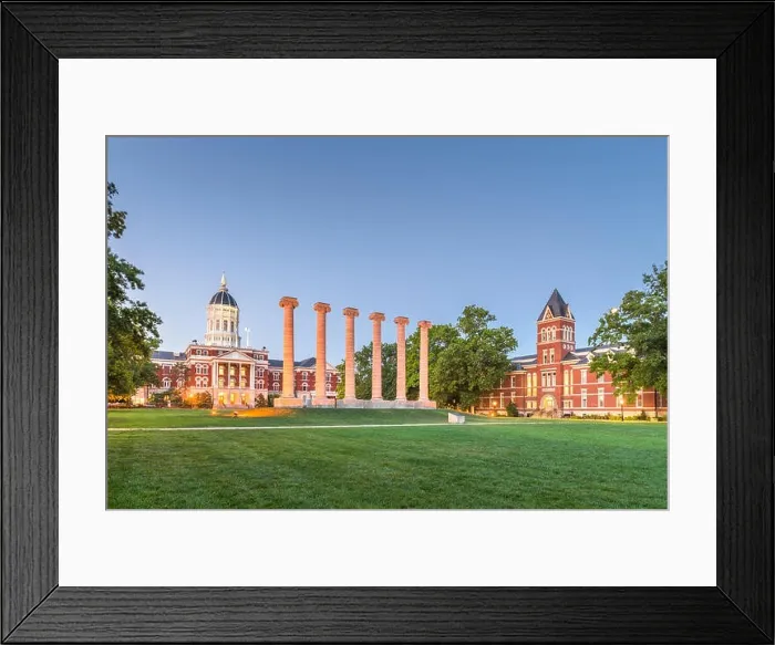 Framed Print : Columbia, Missouri, USA historic columns at twilight Framed Print : Columbia, Missouri, USA historic columns at twilight