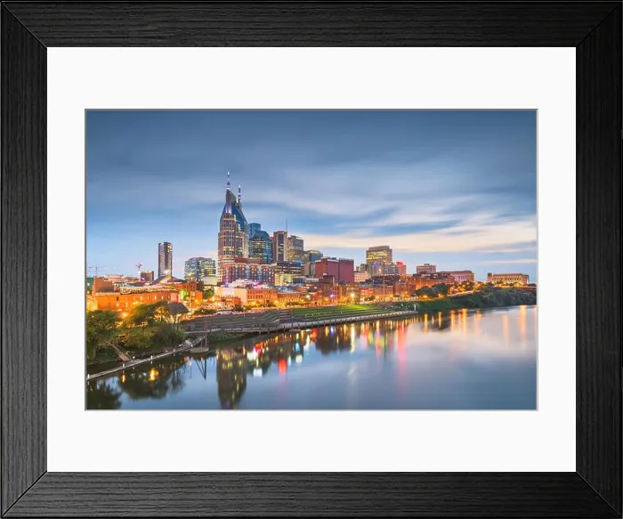 Framed Print : Nashville, Tennessee, USA skyline on the Cumberland River at night Framed Print : Nashville, Tennessee, USA skyline on the Cumberland River at night