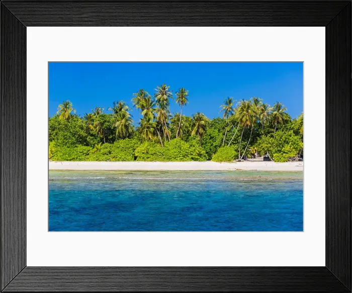 Framed Print : Beautiful beach in Maldives. Summer holiday travel concept Framed Print : Beautiful beach in Maldives. Summer holiday travel concept