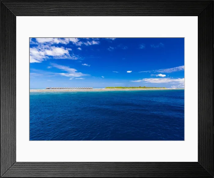 Framed Print : Amazing tropical beach in Maldives with few palm trees and blue lagoon Framed Print : Amazing tropical beach in Maldives with few palm trees and blue lagoon