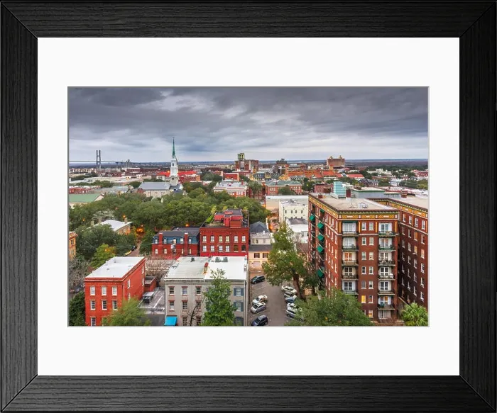 Framed Print : Savannah, Georgia, USA downtown at dusk Framed Print : Savannah, Georgia, USA downtown at dusk