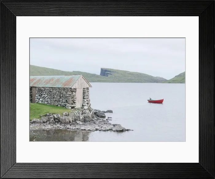 Framed Print : Morning view on lonely boat on cloudy Sorvagsvatn lake on cliffs of Vagar island, Faroe Islands, Denmark. Landscape photography Framed Print : Morning view on lonely boat on cloudy Sorvagsvatn lake on cliffs of Vagar island, Faroe Islands, Denmark. Landscape photography