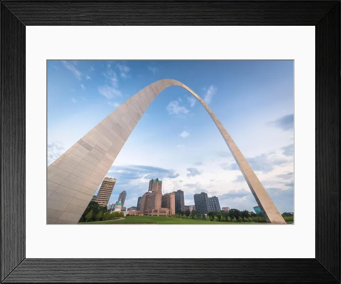 Framed Print : St. Louis, Missouri, USA city skyline and park in the morning Framed Print : St. Louis, Missouri, USA city skyline and park in the morning