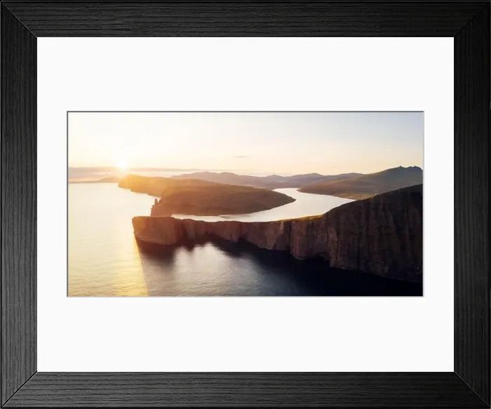 Framed Print : Incredible panoramical view of Sorvagsvatn lake on cliffs of Vagar island in sunset time, Faroe Islands, Denmark. Landscape photography Framed Print : Incredible panoramical view of Sorvagsvatn lake on cliffs of Vagar island in sunset time, Faroe Islands, Denmark. Landscape photography