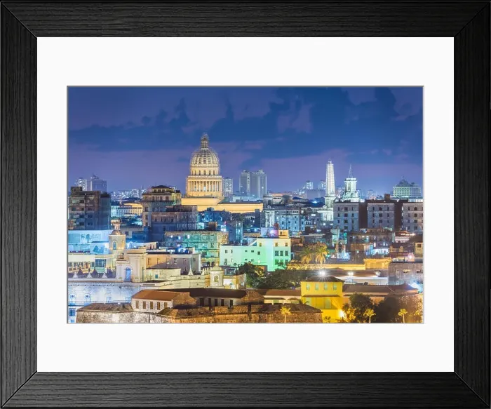 Framed Print : Havana, Cuba downtown skyline at dusk Framed Print : Havana, Cuba downtown skyline at dusk