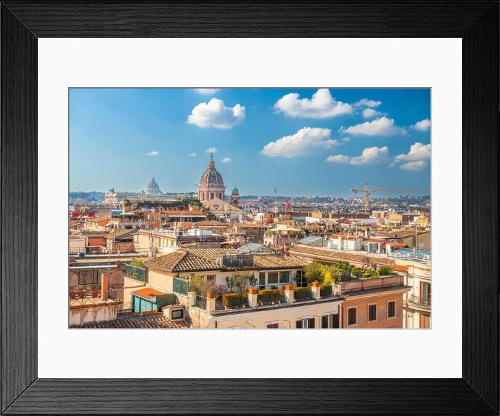 Framed Print : Rome, Italy rooftop skyline in the afternoon with the Vatican in the distance Framed Print : Rome, Italy rooftop skyline in the afternoon with the Vatican in the distance