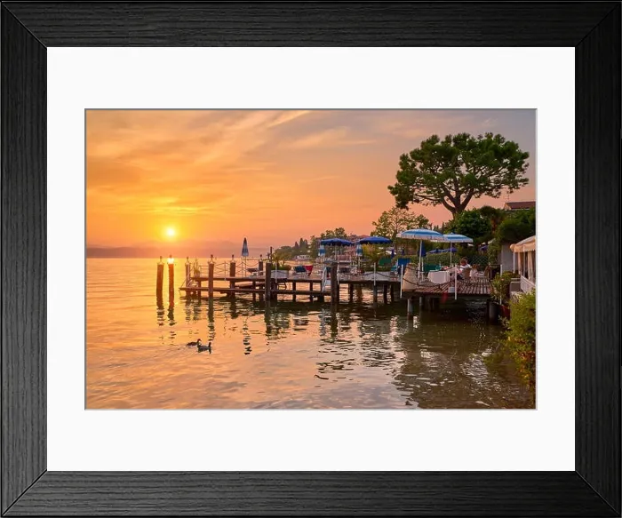 Framed Print : Sunset view at Garda Lake, Sirmione, Lombardy, Italy Framed Print : Sunset view at Garda Lake, Sirmione, Lombardy, Italy