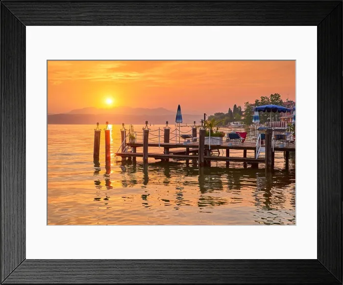 Framed Print : Sunset view at Garda Lake, Sirmione, Lombardy, Italy Framed Print : Sunset view at Garda Lake, Sirmione, Lombardy, Italy