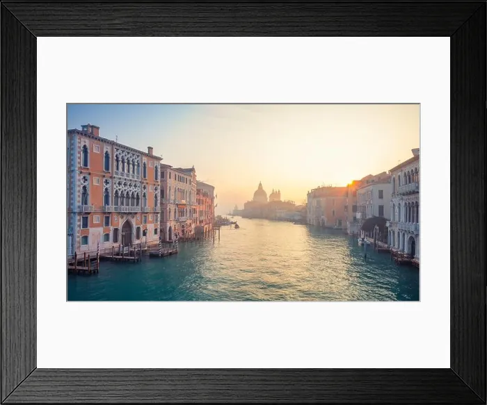 Framed Print : Venice, Italy. Cityscape image of Grand Canal in Venice, with Santa Maria della Salute Basilica in the background at winter sunrise Framed Print : Venice, Italy. Cityscape image of Grand Canal in Venice, with Santa Maria della Salute Basilica in the background at winter sunrise