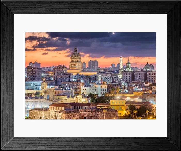 Framed Print : Havana, Cuba downtown skyline at dusk Framed Print : Havana, Cuba downtown skyline at dusk